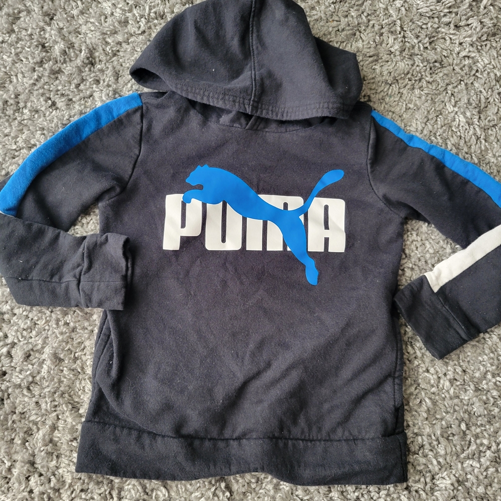 Puma Kids Hoodie - Charcoal and Blue